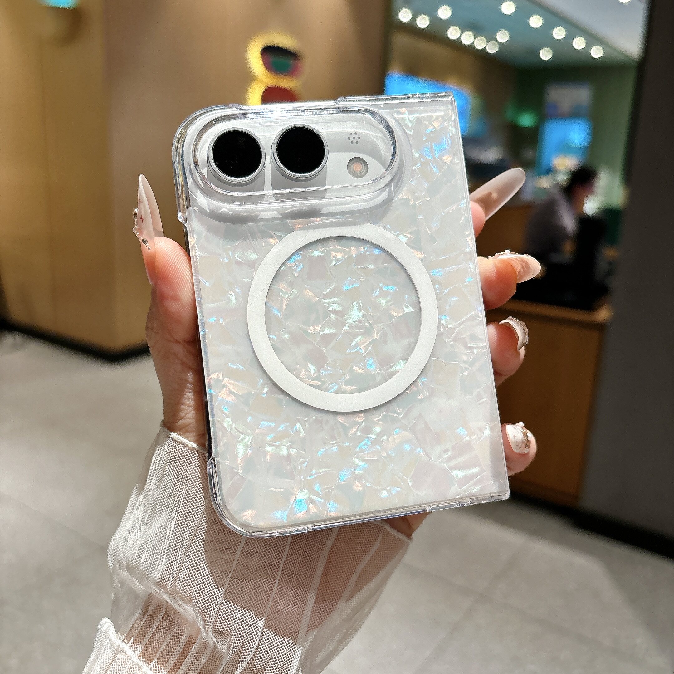 适用于iPhoneDuo磁吸贝壳纹壳