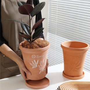欧美风格 复古做旧透气红陶花盆阳台庭院花园兰花绿植物陶瓷陶土盆
