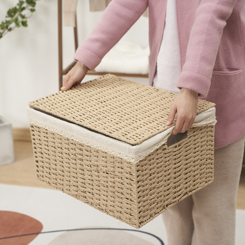 草木匠带盖超大手工编织收纳箱