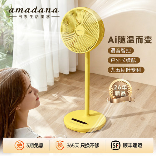 艾曼达充电果岭风语音新款循环扇