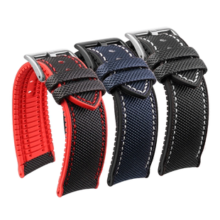 适配美度舵手指挥官 西铁城蓝天使系列防水尼龙橡胶手表带19 22MM