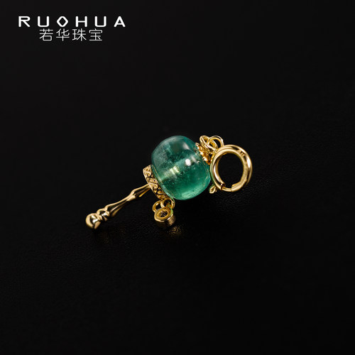 若华珠宝寻寻觅 赞比亚祖母绿宝石吊坠18K金手链挂坠彩宝首饰礼物