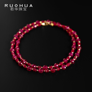 【3/4日-8日港展新品发布】若华珠宝红海 刻面红宝石项链18K金女