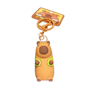创意卡通水豚君卡皮巴拉迷你手电筒钥匙扣精致情侣小礼物背包挂饰
