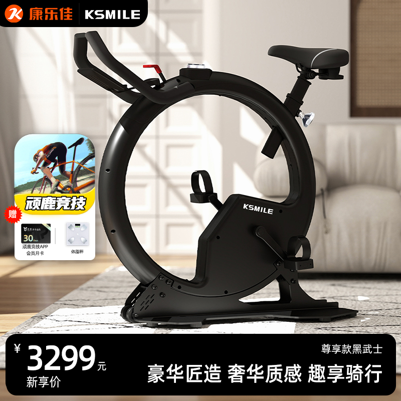 动感单车家用静音健身器材小型磁控智能单车室内自行车黑武士