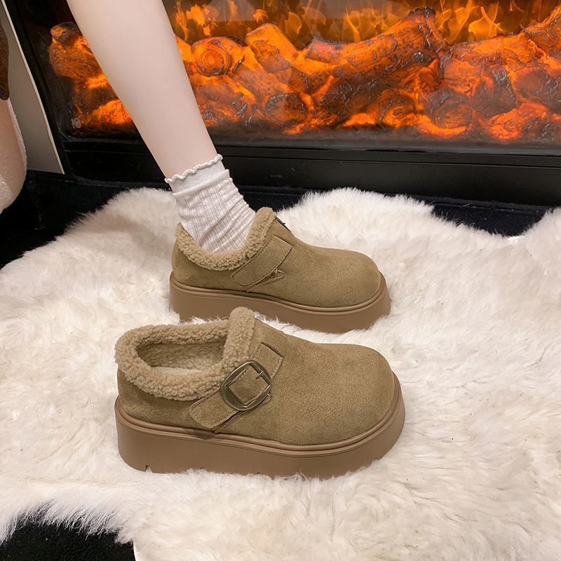 加绒勃肯鞋女厚底增高毛毛雪地靴2025冬季防寒保暖东北棉鞋41大码
