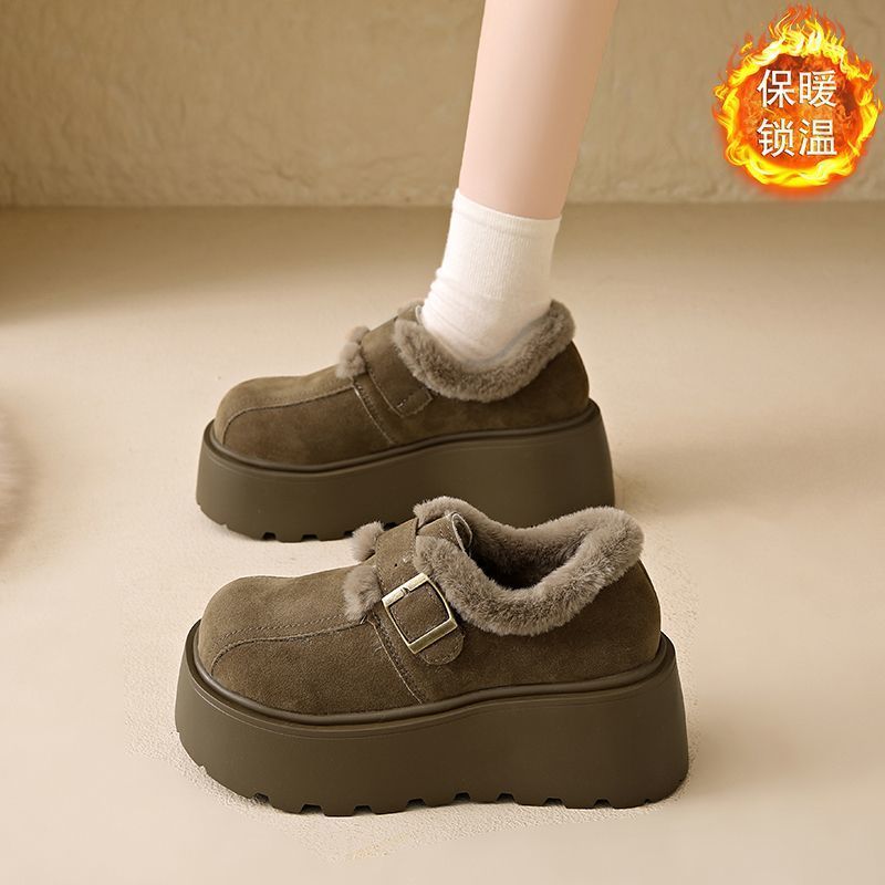 松糕厚底增高勃肯鞋女2025新款冬季爆款皮带扣棉鞋加绒加厚雪地靴