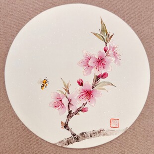 水墨林子【没骨课程专用纸】纯圆形状20cm30cm手工珠光云母画片国画卡纸熟宣工笔画花鸟没骨画宣纸软卡义记宣