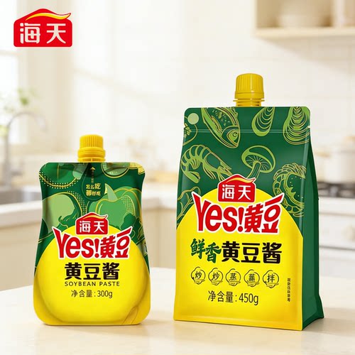 海天鲜yes鲜香黄豆酱袋装酱类调料黄豆蘸酱炒菜300g炒菜家用