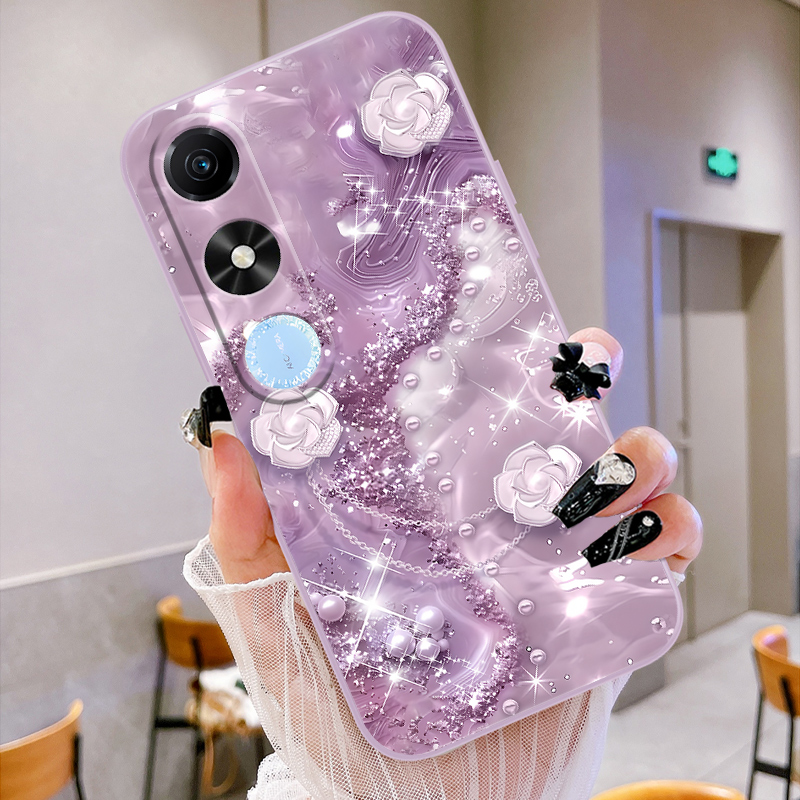 珍珠链条适用荣耀Play9c手机壳新款Play9Tpro手机壳防摔play8Tpro/8Tplay7t/6t/5t/4t磨砂活力版全包液态硅胶