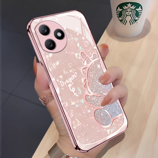 x30i简约防摔荣耀9x 碎钻龙适用荣耀x50i手机壳新款 9xpro高档全包 x40i超薄红色x30 x40 荣耀x50i 保护套女款