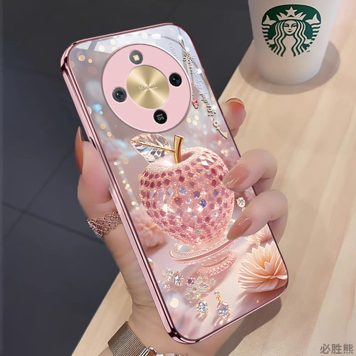 水晶苹果适用荣耀x70手机壳新款荣耀x60i保护套x50pro/x60i/x40防摔i/se/max竞速版荣耀9X/8X简约女款高级感