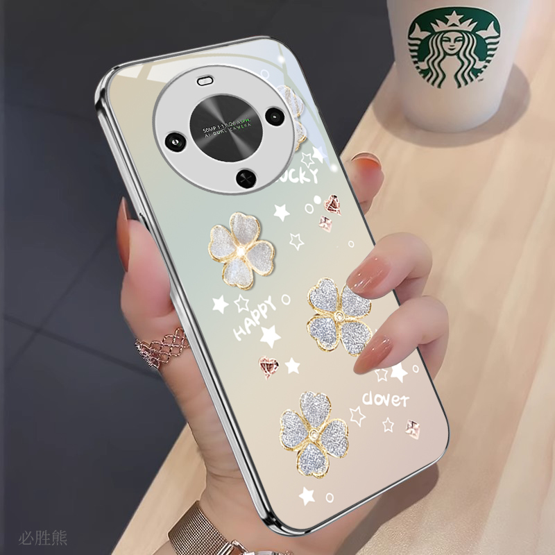 四叶草适用华为畅享70x手机壳新款Hi畅享70plus保护套畅享60x/50玻璃壳pro/m/z磨砂se/s/e优畅享30/20/10