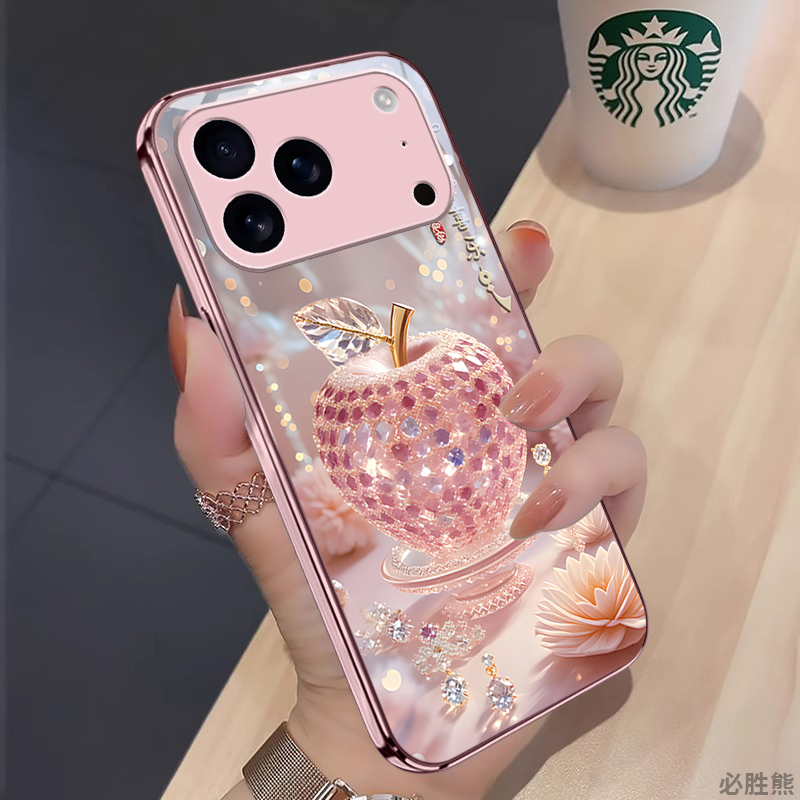 水晶苹果适用iPhone17手机壳新款苹果17pro/16保护套se4防摔苹果15/14/13/12简约air/mini/pro/plus/max全包