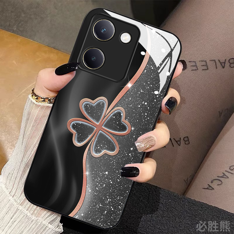 四叶草玻璃手机壳简约