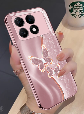 琉金蝴蝶适用红米K70手机壳新款红米k60/k50/k40保护套女款红米note13/12/11高端至尊版Turbo/pro简约全包边