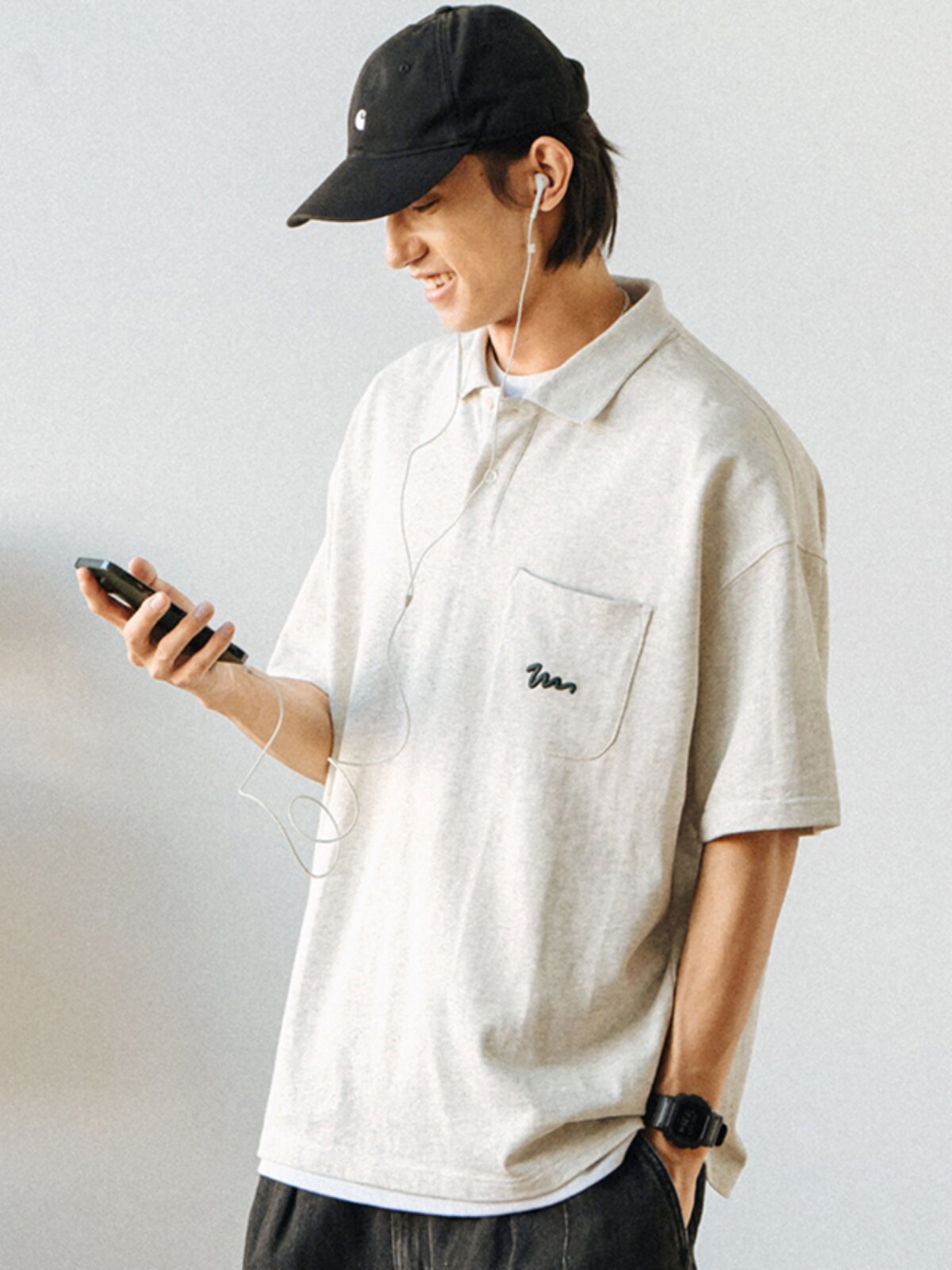 714STREET TRENDY CASUAL POLO SHIRT MENS SUMMER NEW T-SHIRT TOP MENS JAPANESE LAPEL SHORT SLEEVE T-SHIRT