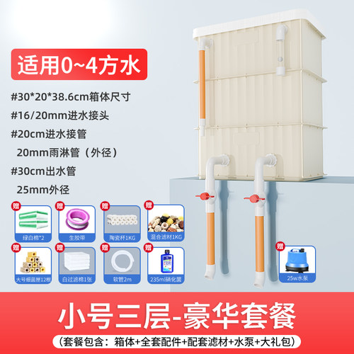 2026新款周转箱过滤箱鱼缸过滤器滴流盒过滤盒系统净水循环三合一
