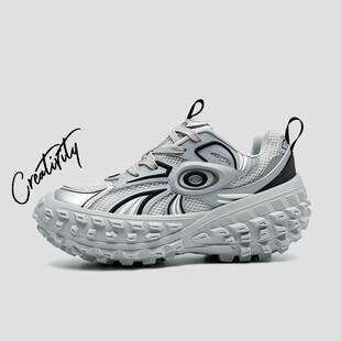 巴黎联名涡轮轮胎鞋男2023秋季厚底增高做旧坦克榴莲老爹鞋女