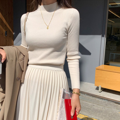 女秋冬修身毛衣针织衫上衣打底衫