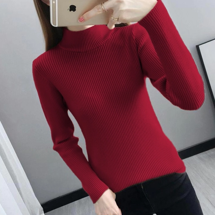 红色毛衣女冬厚2025新款今年流行爆款半高领打底衫女内搭针织上衣