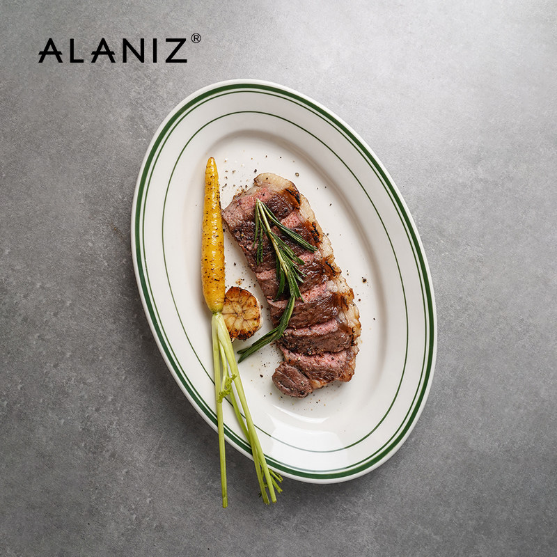 ALANIZ北欧风高晶瓷鱼盘 2024新款大号陶瓷菜盘家用装饰鱼盘