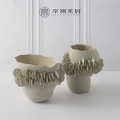 民宿客厅玄关创意手工陶瓷花器景德镇干花瓶软装 饰品餐厅餐桌摆件