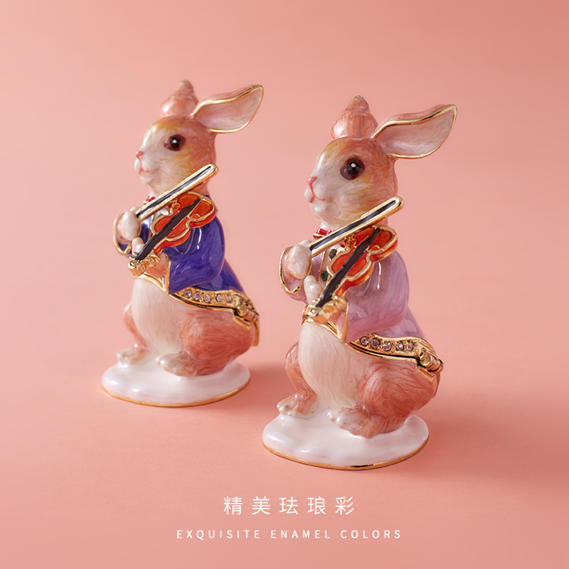 公主风少女粉色珐琅彩首饰盒