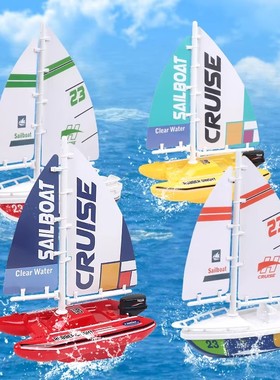 新款儿童帆船可下水电动小船快艇游泳池戏水洗澡仿真轮船模型玩具