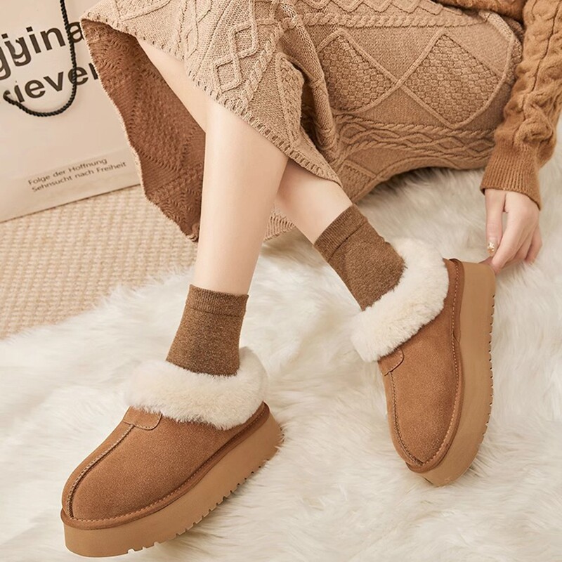 女款防水台加绒雪地靴2024冬季新款增高5.5厘米