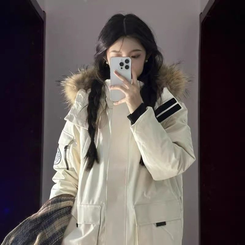 毛领羽绒服中长款冬加厚