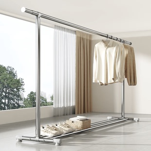 晾衣架落地不锈钢阳台家用卧室室内挂衣杆简易晒衣服架子支架式凉