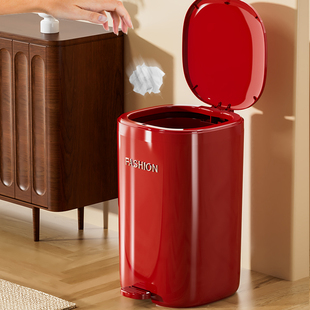 卧室脚踏式 宿舍客厅办公室卫生间厨房纸篓 红色垃圾桶家用2025新款
