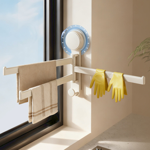 吸盘厨房抹布架洗碗槽壁挂式多杆可旋转沥水收纳置物架上墙毛巾架