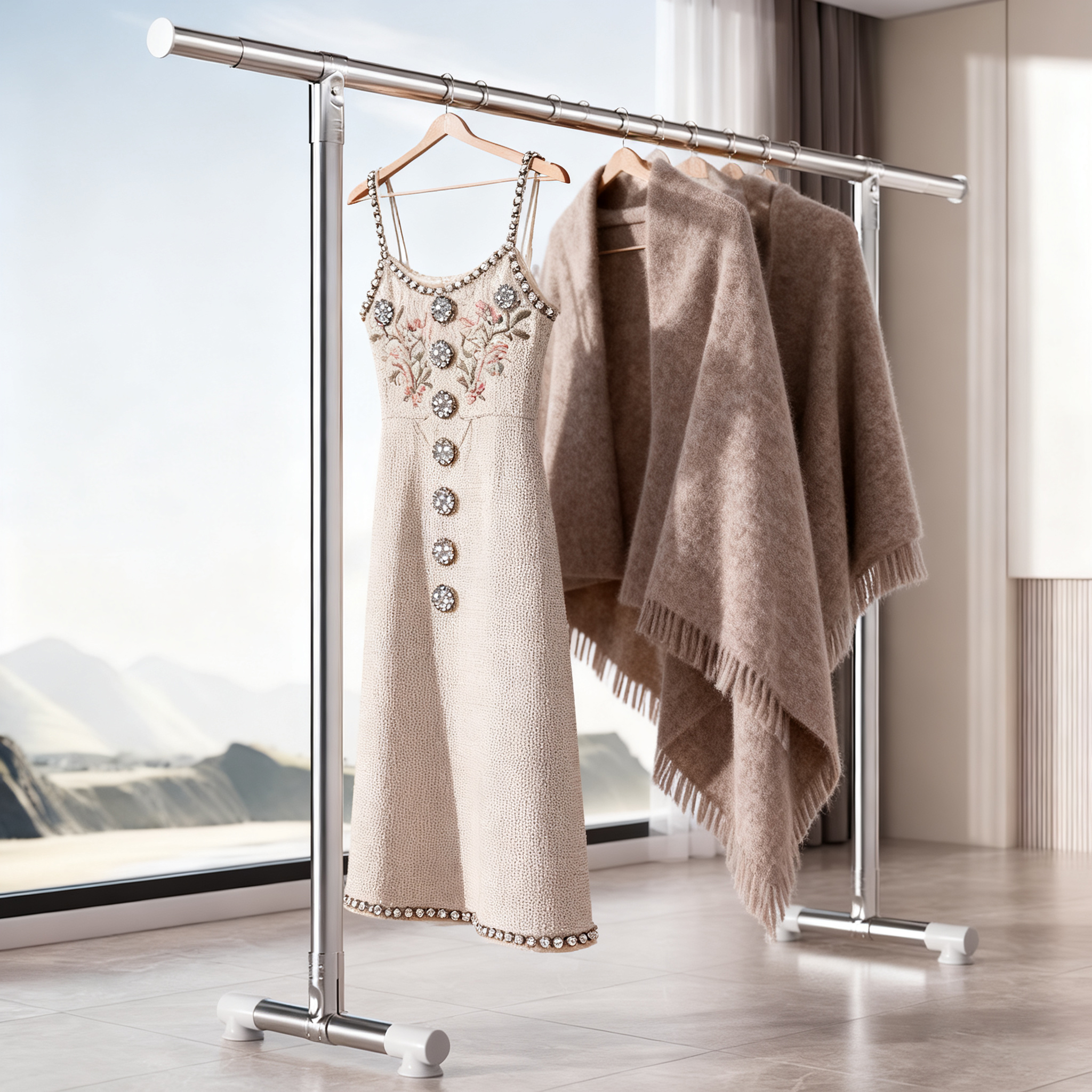 晾衣架家用阳台可伸缩晒衣服架子