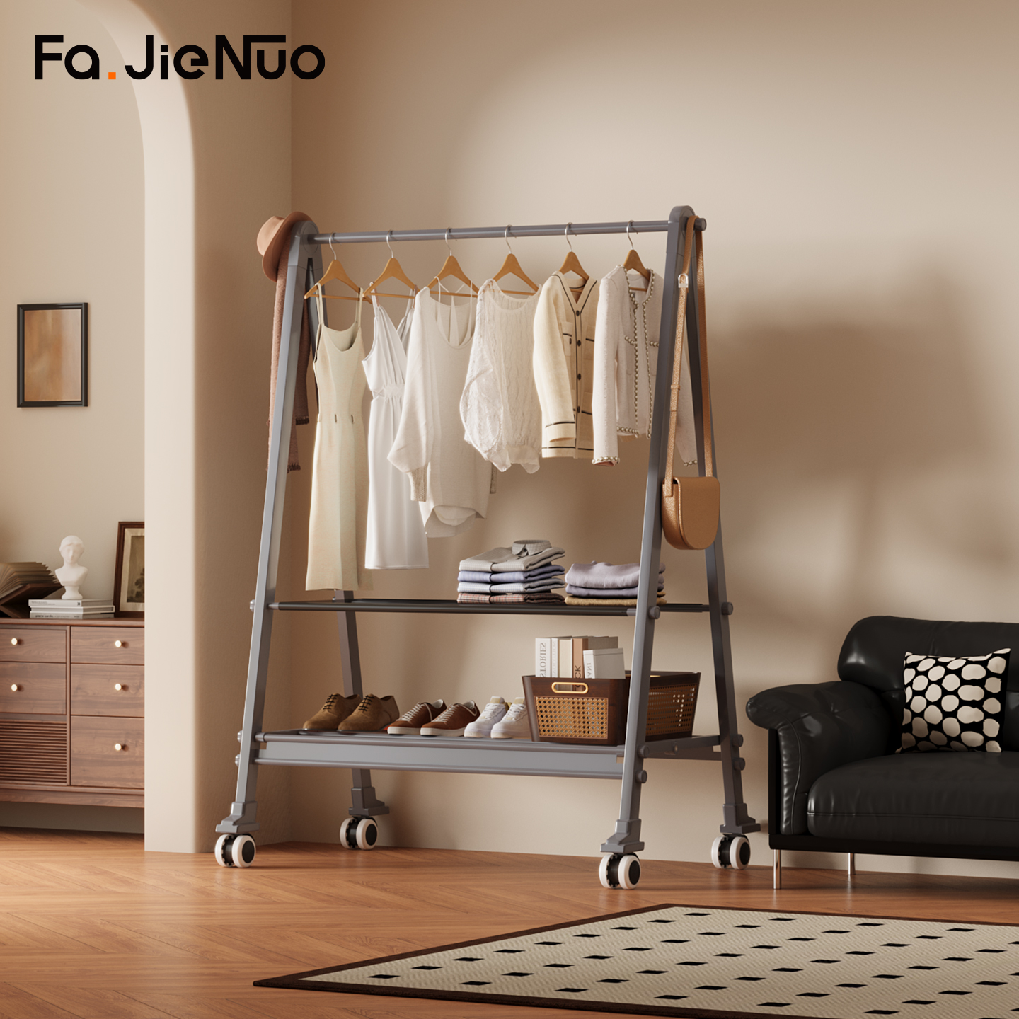 折叠衣帽架卧室阳台简易立式衣架