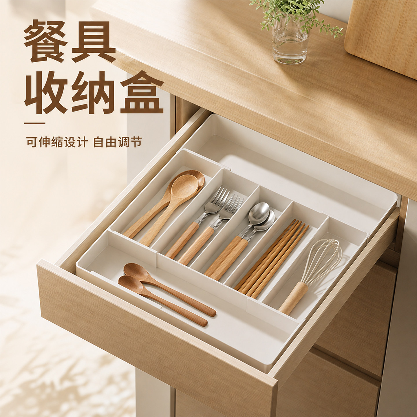 厨房餐具筷子勺子抽屉分隔收纳盒图片
