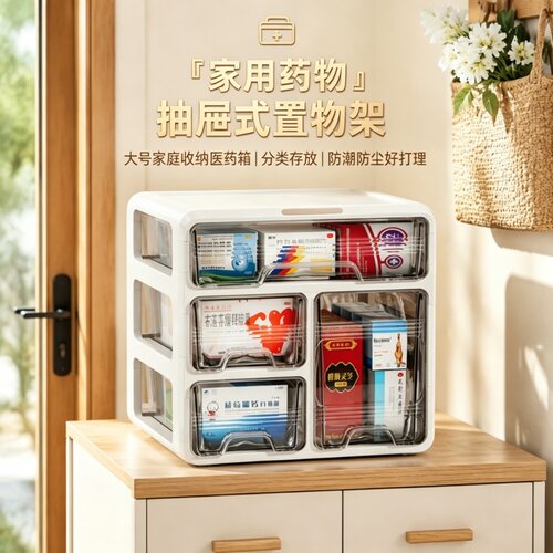 简约款家用大号抽屉式分层医药箱