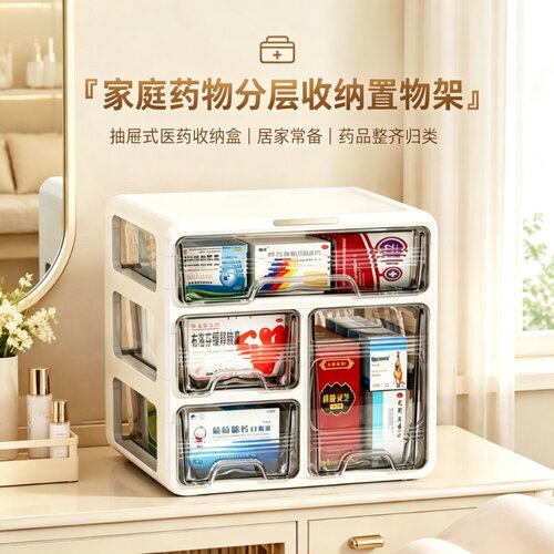简约款家用大号抽屉式分层医药箱