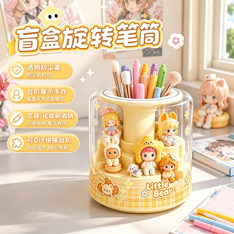 可旋转多功能盲盒笔筒收纳盒图片