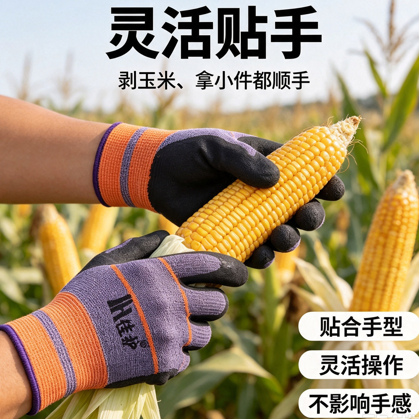 收玉米专用手套掰玉米防滑透气拔草园林扒苞米干农活下地防护手套