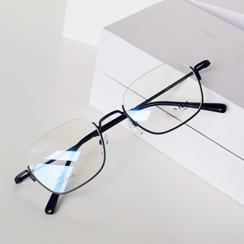 下半框黑框眼镜近视女可配度数防蓝光平光镜男商务半框眼镜架超轻
