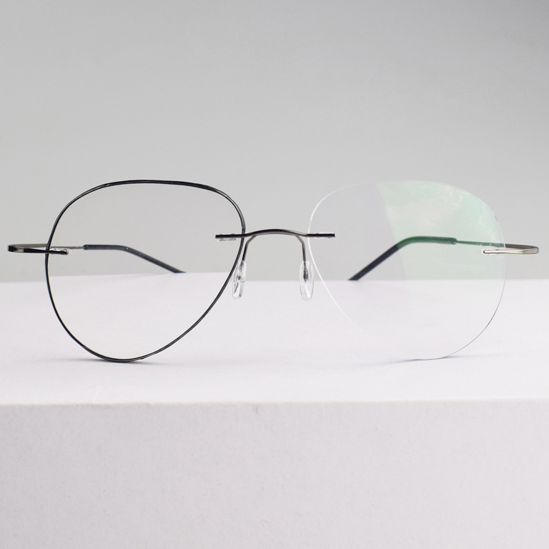 单边黑框飞行员近视眼镜男有度数个性 左右不一样框架圆脸大脸