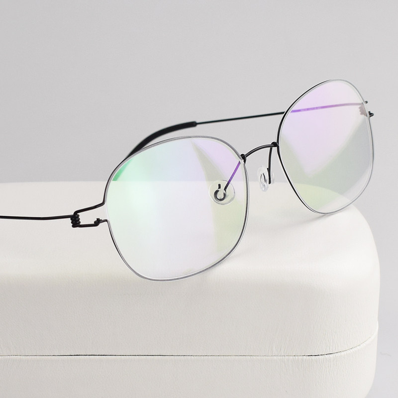 手工无螺丝钛合金成品男黑框全框