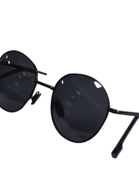 可折叠圆形黑框偏光太阳镜男女司机开车驾驶镜钓鱼墨镜复古