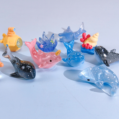 创意可爱海洋动物蓝鲸虎鲸鲨鱼摆件diy水族鱼缸漂流瓶珊瑚装饰品