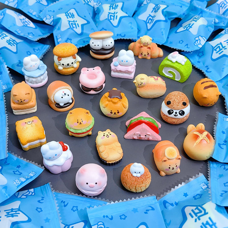 盲袋创意仿真动物面包甜品系列迷你猫咪小狗兔子汉堡蛋糕模型摆件