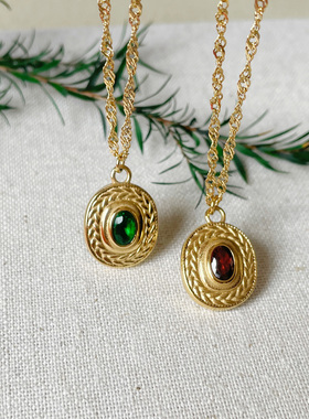 轻奢镀18K金中古钛钢项链锁骨链