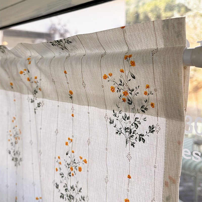 韩式小清新小雏菊碎花半帘美式田园窗帘厨房卫生间隔断帘卧室门帘