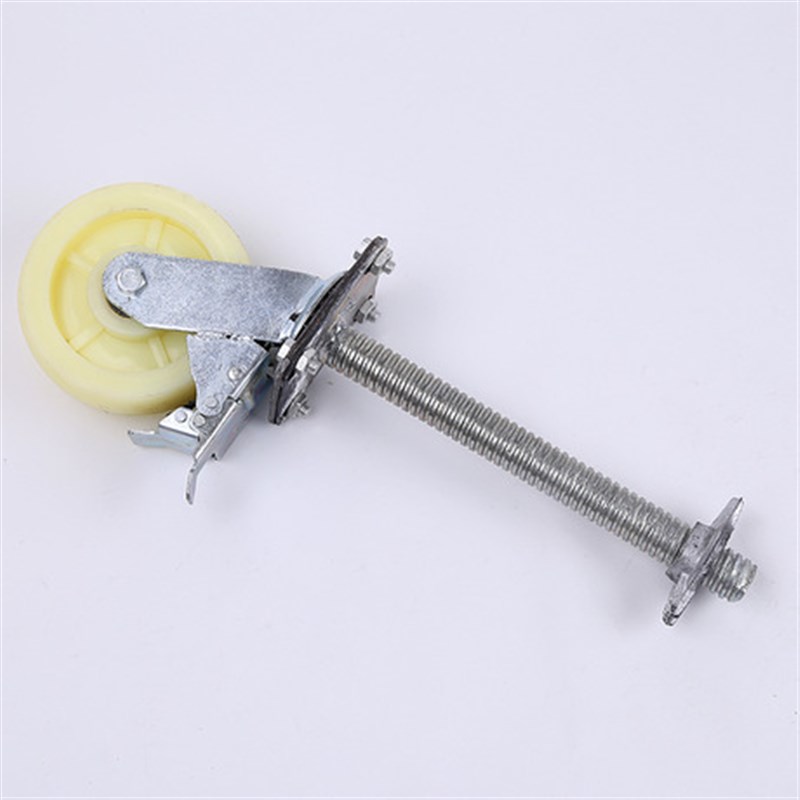 6寸尼龙移动脚手架轮子脚轮带丝杠刹车分开升降万向轮AB刹车30粗
